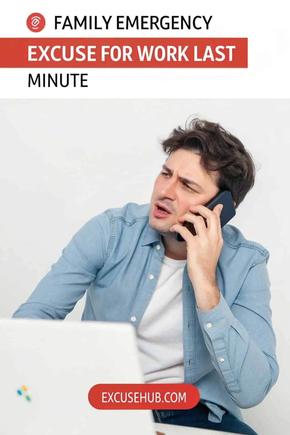 Illustration of a last-minute family emergency excuse for work