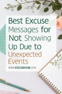 Best Excuse Messages for Not Showing Up, valid reasons due to unexpected events from ExcuseHub.com